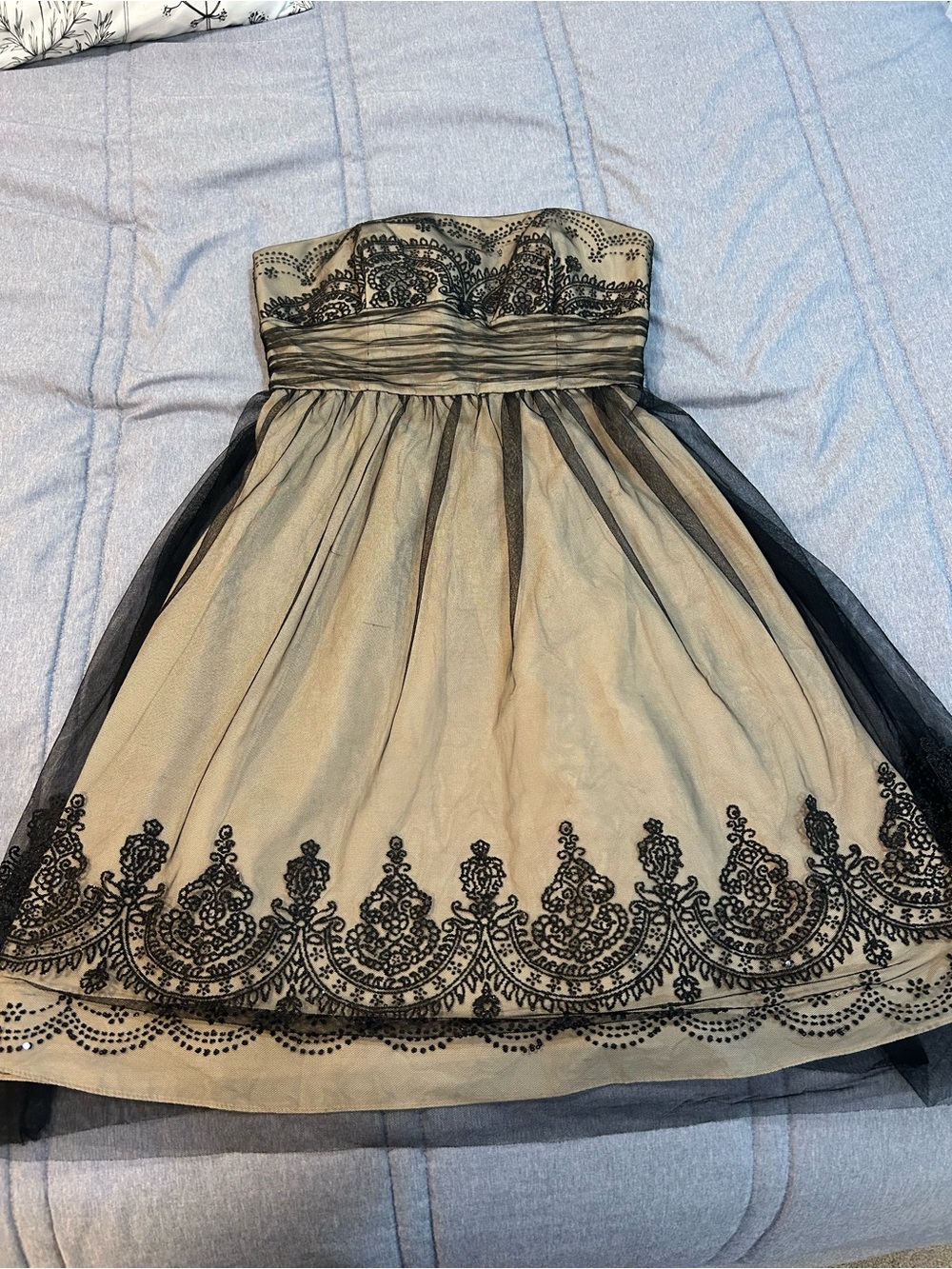 db Studio Strapless Formal Dress in Black and Champagne
